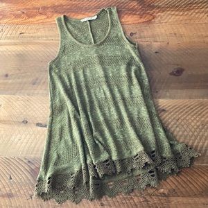 CHLOE K Boho Crochet Knit Tunic Tank, Small